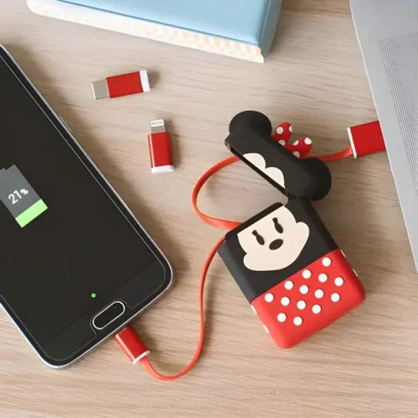 ThumbsUp! Minnie Mouse čierna, červená / Nabíjací kábel 3v1 / Lightning / Micro USB / USB-C / 0,6 m (1002591)