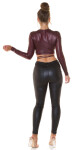 Sexy Koucla Wetlook Long-sleeved Crop Top BORDEAUX Einheitsgroesse