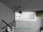 MEXEN/S - Cubik obdĺžniková vaňa 160 x 70 cm s panelom + vaňová zástena 80, transparent, čierna 550316070X9508000070