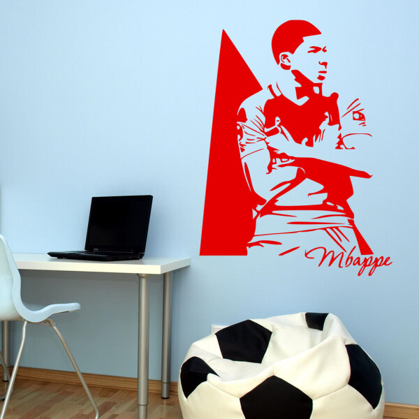 Veselá Stena Samolepka Kylian Mbappé Farba: červená, Veľkosť: 40 x 30 cm