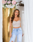 Sexy Koucla Crop Top with Glitter Studs white Einheitsgroesse