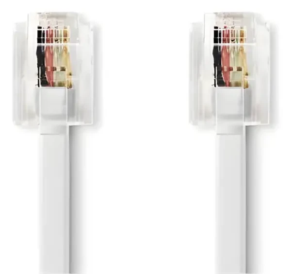 Nedis TCGB90200WT100 biela / Telefónny kábel / RJ11 - RJ11 / plochý / 10 m (TCGB90200WT100)