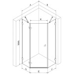 MEXEN/S - Lunar sprchovací kút päťboký krídlový ľavá 90 x 90, transparent, grafit metal 831-090L-090P-95-00-L