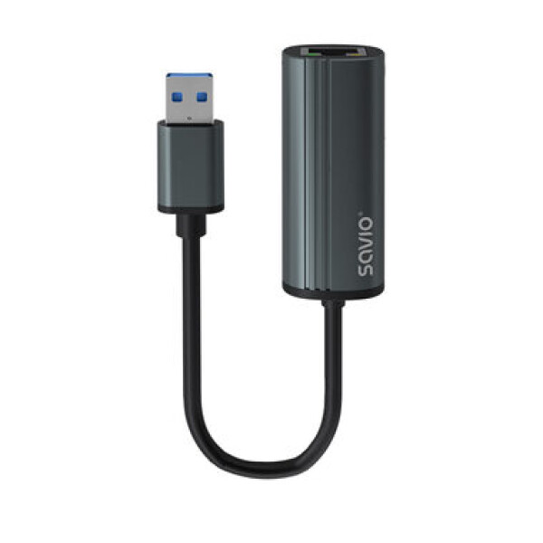 SAVIO AK-55 sivá / Ethernet Adaptér / 1x Gigabit RJ45 / 1x USB 3.1 (KBASAVADA0029)