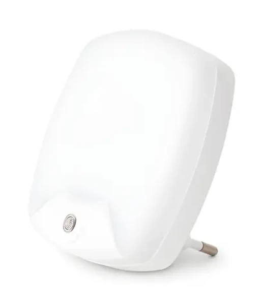 Entac nočné LED svetlo hranaté biela / Nočné / orientačné LED svetlo / do zásuvky / senzor súmraku / 0,5 W (ENL-RS-0.5W-DS)