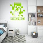 Veselá Stena Samolepka Minecraft hra Farba: zelená, Veľkosť: 60 x 71 cm