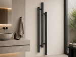 CERANO - Kúpeľňový radiátor Fabiano - háčiky na uteráky - bočné pripojenie - 251 W - čierna matná - 1200x220 mm CER-342755