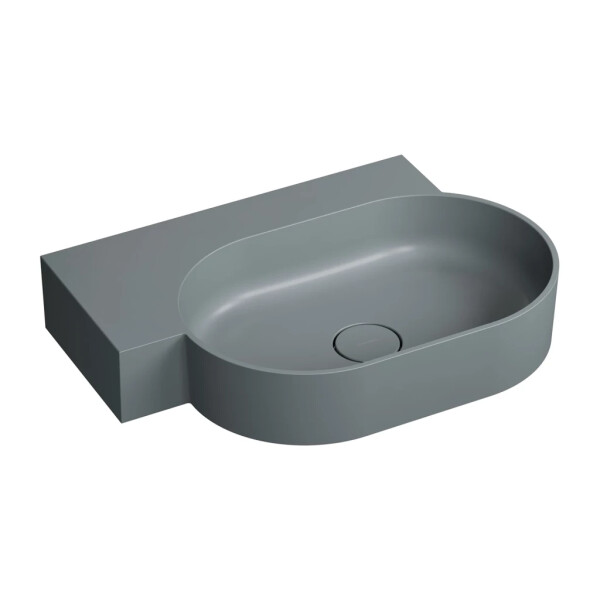 OMNIRES - OVO M+ umývadlo na dosku/závesné - ľavé, 64 x 44 cm, ash grey mat; OVO645UWLAG