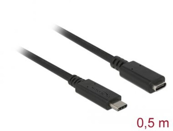 DeLock Predlžovací kábel 10 Gbps USB C (M) - USB C (F) 0.5m čierna (85532)