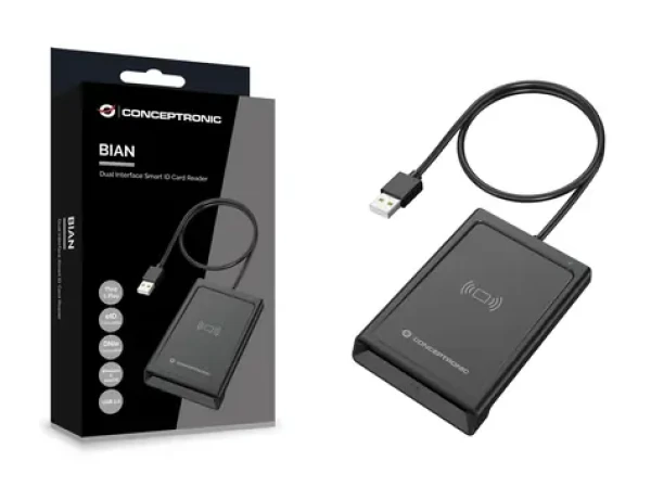 Conceptronic dual-interface čítačka čipových kariet čierna / Čítačka čipových kariet / USB-A / NFC / eID, DNIe (BIAN11B)