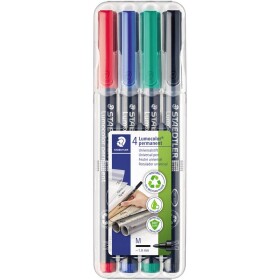 Staedtler Lumocolor permanent M DRY SAFE 317 WP4 permanentný popisovač červená, modrá, zelená, čierna Vodotesné: áno; 317 WP4