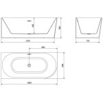 MEXEN/S - Mia voľne stojaca rohová vaňa ľavá 160 x 80, biela, sifón a prepad grafit metal 52691608000L-95