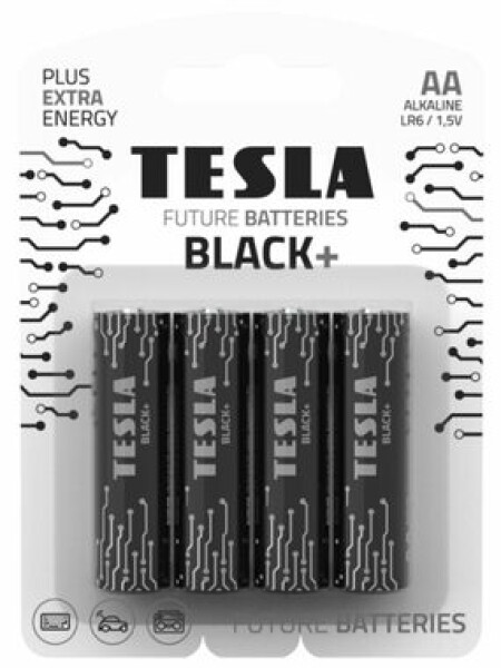 TESLA BLACK+ alkalická batéria AA 4 ks / LR06 / ceruzková / blister (14060420)