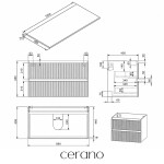 CERANO - Kúpeľňová skrinka Carole - biela matná ryhovaná + doska pod umývadlo z lit. mramoru Elanys - 12 mm - biela matná - 100x49,2x46 CER-636642