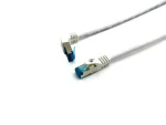 Equip Cat6a S/FTP 0,5 m biela, lomený konektor / Patch kábel / RJ-45 rovný-lomený / LSZH / PoE+ (605807)