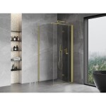 MEXEN/S - Mist-F sprchovací kút skladacie dvere pravá 95 x 95, transparent, zlato kartáčovaná 8A6T-095-095-55-00-P