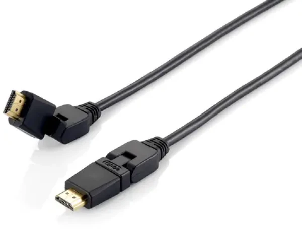 Equip HDMI High Speed Ethernet čierna / HDMI kábel / 1 m / otočné konektory 180 ° / 4K 60Hz / 18 Gbps (119361)