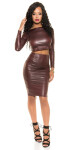 Sexy KouCla Wetlook pencil skirt with zip BORDEAUX