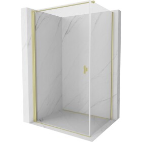 MEXEN/S - Mist-B sprchovací kút dvere krídlové 100 x 75, transparent, zlato kartáčovaná 8A2T-100-075-55-00