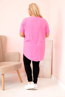 Dámska blúzka v nadmernej veľkosti z viskózy s kvetinovou potlačou a nápisom pink UNI