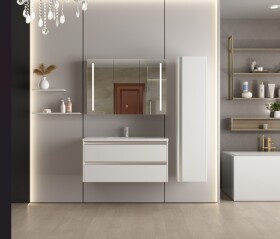 Erga Hana, zrkadlová galérka s LED osvetlením 100x70cm s integrovanou zásuvkou, biela, ERG-V05-HANA-1070-WH