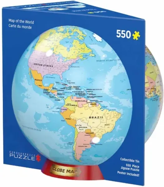EUROGRAPHICS Puzzle Mapa sveta v plechovej krabičke