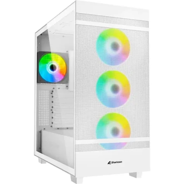 Sharkoon Rebel C50 RGB biela / ATX / 2x USB 3.2 / 1x USB-C / 4X 120mm / bez zdroja / priehľadná bočnica (4044951038251)