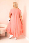 Dámske plus size šaty s krátkymi rukávmi a volánom z ľahkej viskózy v ružovej farbe UNI