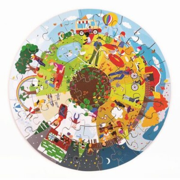 Bigjigs Toys Okrúhle podlahové puzzle Štyri ročné obdobia 50 dielikov