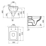 SAPHO - BENE závesná WC misa, 35,5x51cm, biela BN320