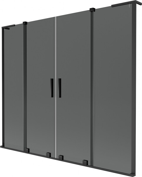 MEXEN/S - Velar L Duo dvojkrídlová posuvná vaňová zástena 180 x 150, grafit, čierna 896-180-003-42-70