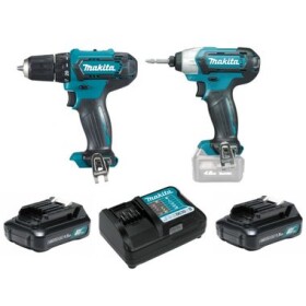 Makita CLX224X / Sada Aku náradia: Skrutkovač DF333 + rázový uťahovač TD110 + DC10WD + 2x Aku 12|1.5Ah (CLX224X)