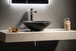SAPHO - BLOK kamenné umývadlo na dosku, priemer 40cm, čierny Marquin, matný 2401-35