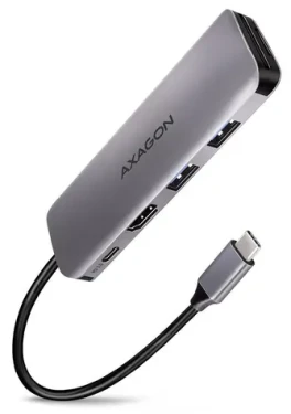 Axagon HMC-5, USB 5Gbps húb, porty 2x USB-A, HDMI 4k/30Hz, SD/mSD slot, PD 100W, kábel USB-C 20cm (HMC-5)