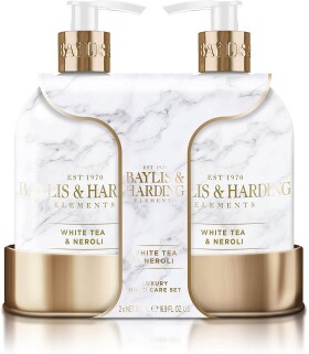 Baylis & Harding Elements Biely čaj a neroli umývací gél 500 ml + telové mlieko 500 ml darčeková sada - Baylis & Harding Darčeková sada pre starostlivosť o ruky White Tea & Neroli - 2 x 500 ml