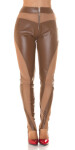 Sexy Koucla faux leather pants with Mesh inserts brown XL