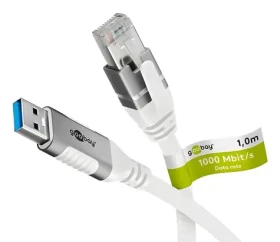 Goobay 74163 biela / Adaptérový kábel / USB-A 3.2 Gen1 na RJ-45 / Cat.6 / 1 Gbit/s / 10 m (74163)