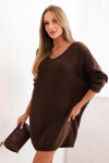 Dámske Plus veľkosť vlny V-neck šaty Brown UNI