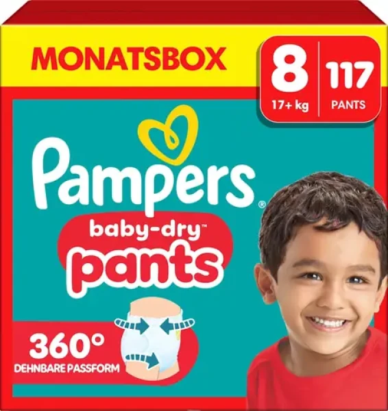 Pampers Baby Dry Pants XL 17+kg (117 ks) / plienkové nohavičky / veľkosť 8 (17+kg) (8006540711385)