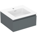 MEXEN/S - Rivel kúpeľňová skrinka 50 cm s umývadlom Otis, 1 šuplík, reliéf, grafit mat/biela mat 91A20-05023-1-BF66-W18M01