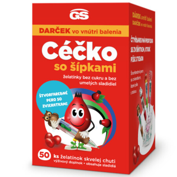 GS Céčko so šípkami želatínky bez cukru + darček štvorfarebné pero 50 ks