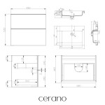 CERANO - Kúpeľňová skrinka Velora - čierna matná, úchytka zlatá + umývadlo z lit. mramoru Ovo - čierna matná - 60,5x58x46,5 CER-979965