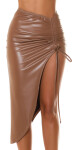 Soo Sexy! Koucla faux leather skirt with XL leg slit black Einheitsgroesse