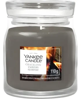 Yankee Candle Vonná sviečka Crackling Embers / Signature sklo malé / Drevité / 29 hod / 110 g