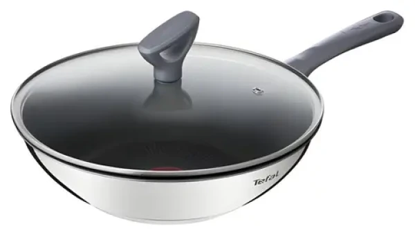 TEFAL Daily Cook G7309955 / Wok panvica / 28 cm / nerezová oceľ / s pokrievkou (G7309955)