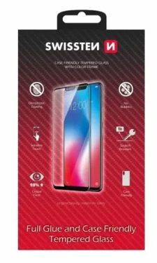 Swissten FULL GLUE COLOR FRAME CASE FRIENDLY sklo pre Apple iPhone 15 Pro Max čierna (54501842)