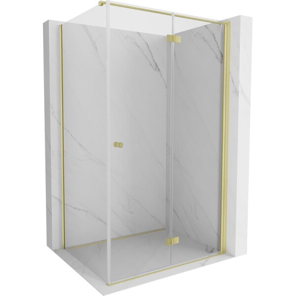 MEXEN/S - Mist-F sprchovací kút skladacie dvere pravá 70 x 80, transparent, zlato kartáčovaná 8A6T-070-080-55-00-P