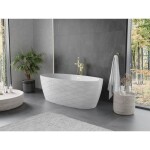 MEXEN/S - Olea voľne stojaca vaňa vzor 170 x 80, biela, sifón a prepad zlatá 52821708000-50