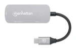 Manhattan USB-C na HDMI adaptér 3v1 strieborný / Adaptér / 4K 30Hz / USB-A 3.2 Gen1 / PD 100 W (130707)