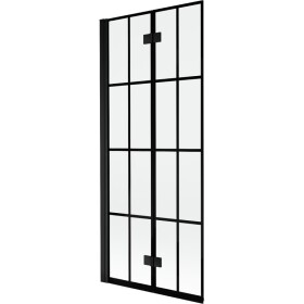 MEXEN - MIST vaňová zástena 80x150 cm 6mm 2-s, čierna, dekor, ľavá 8A9-080-002-70-77-L